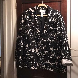 Chic black and white floral blazer, Liz Claiborne